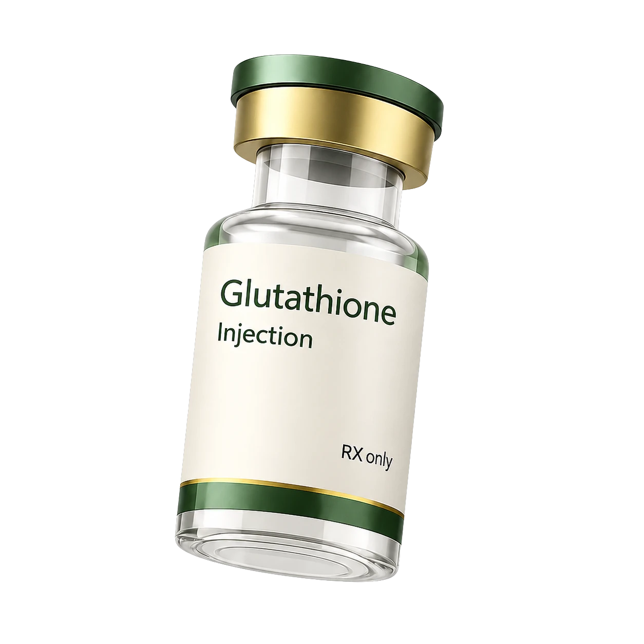 A small amber glass pharmaceutical vial on a warm off-white surface with soft natural light