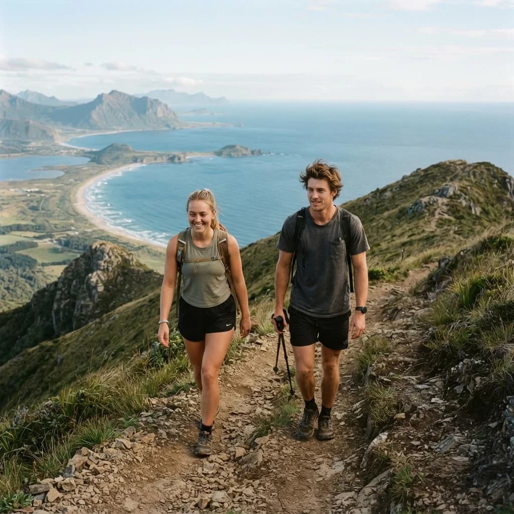 A woman and man in workout gear exercising together outdoors