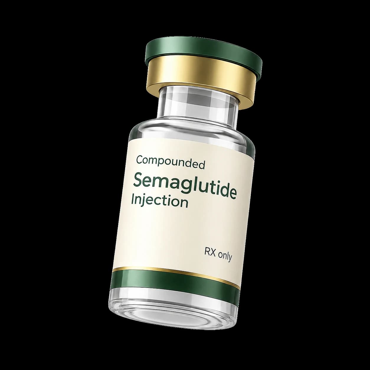A single unbranded injection pen and glass vial on a warm off-white background